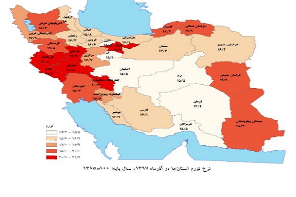 گیلان دارای رتبه بیست  و پنجم نرخ تورم کشور